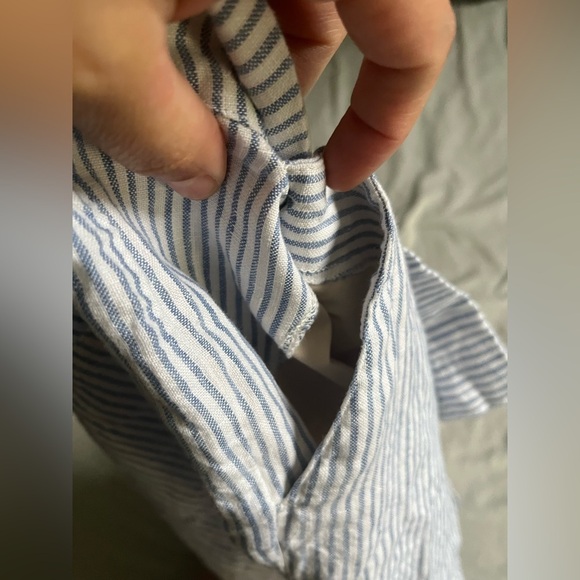 Boden Blue White Striped Linen Cuffed Shorts Size 16 - Picture 6 of 7